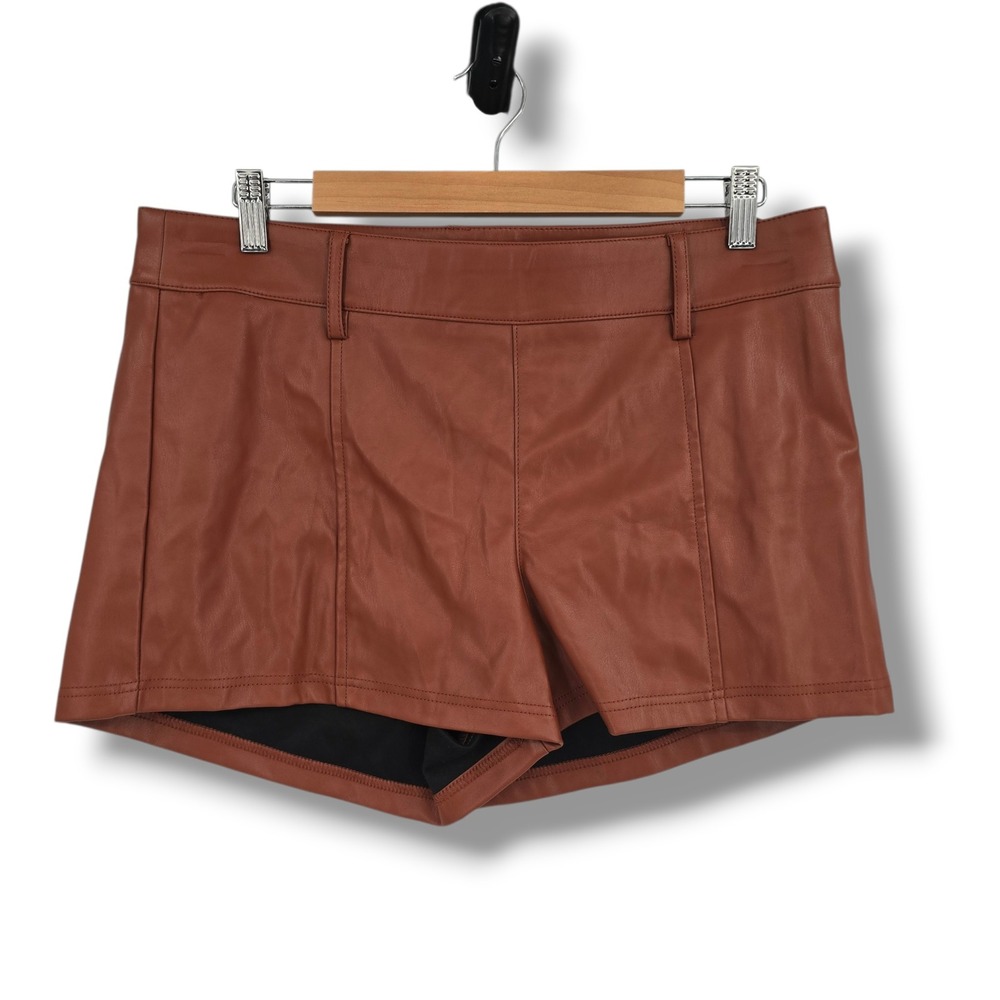 New Wild Fable Brown Faux Leather High Rise Shorts‎ Womens Size 12